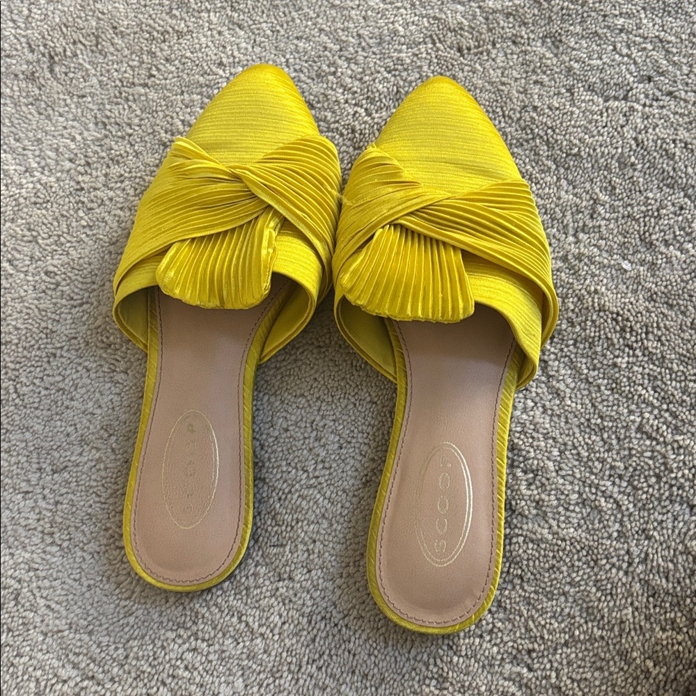 Yellow Pleated Mules